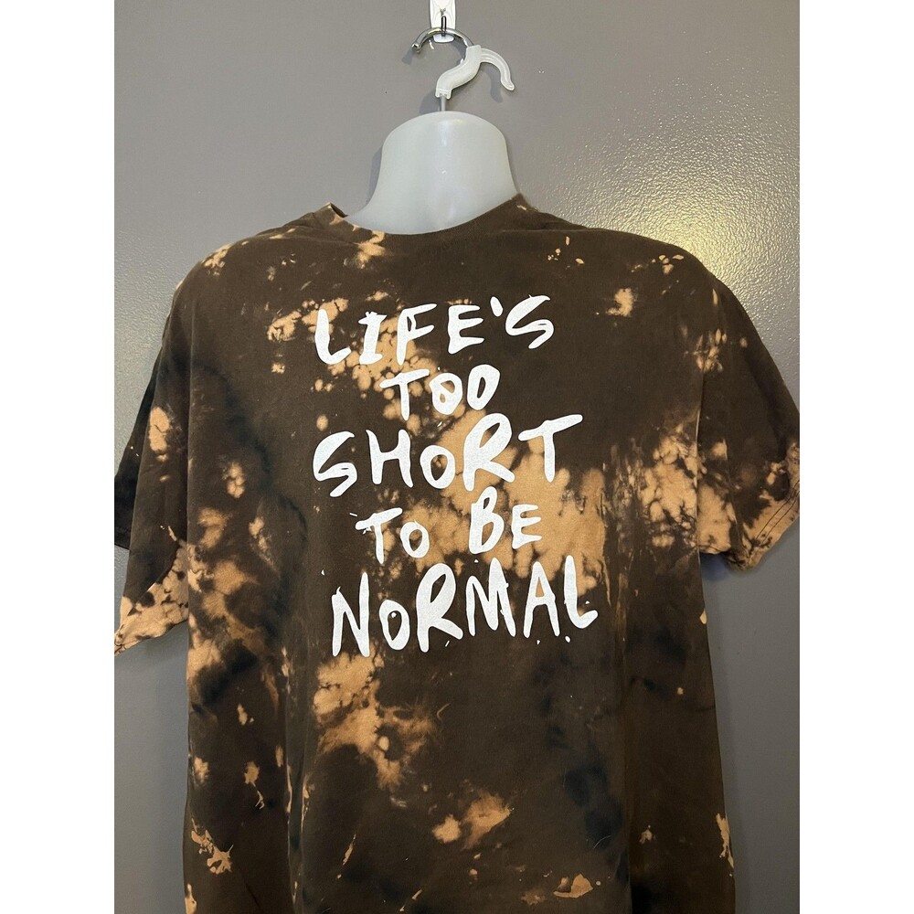 Life's Too Short Shirt Mens Large Brown Bleach Tie Dye Spencer's Graphic Tee